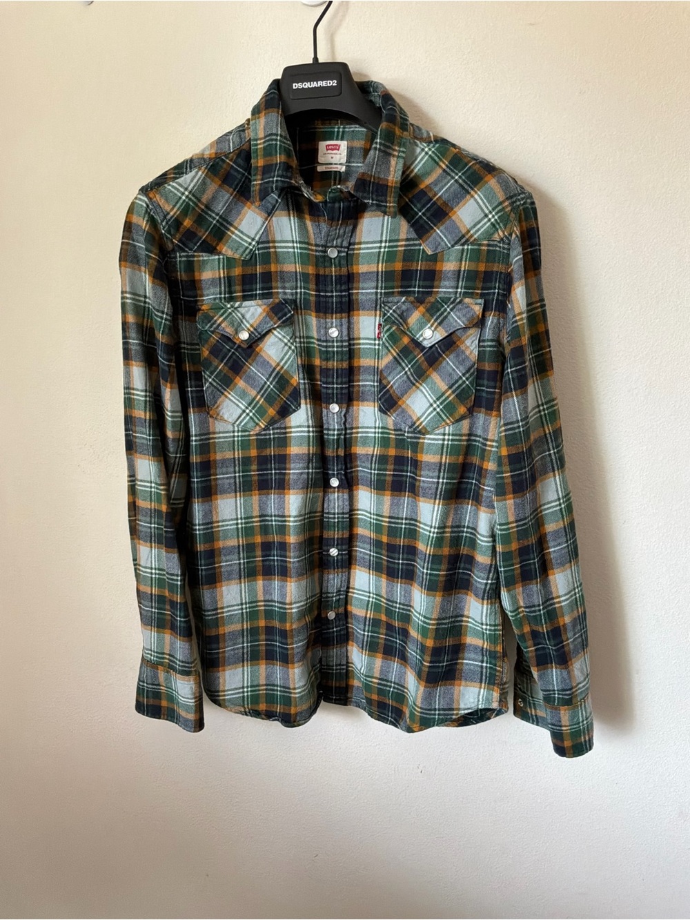 Levi's Green, Orange & White Plaid Button-Down Shirt